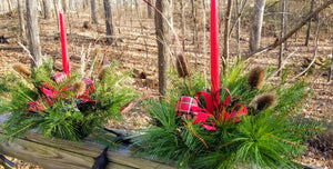 Centerpiece with Winter Greenery