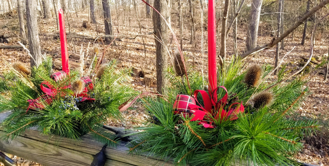 Centerpiece with Winter Greenery